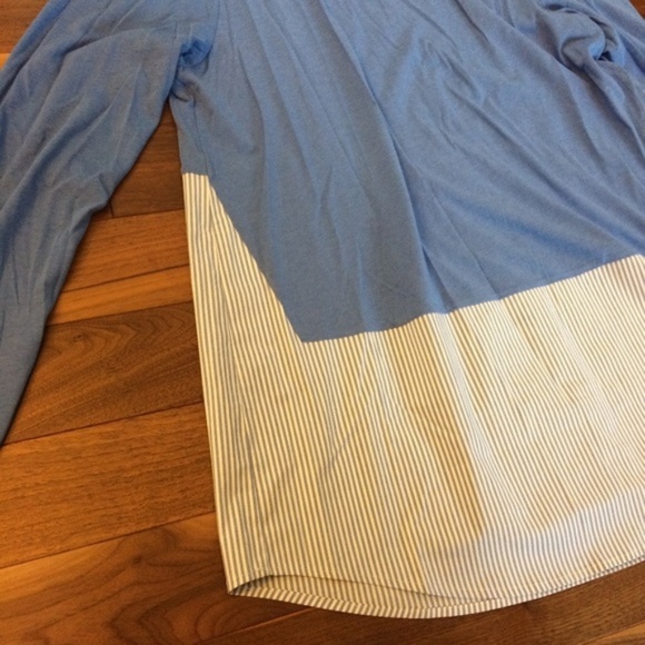 J. Jill Blue and White Color Block & Stripe Blouse - Picture 3 of 6